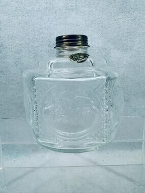 EUC Vintage Lamplight Farms Clear Glass Oil Lamp Base Hexagonal Horse & Buggy